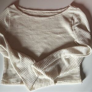 Cream Textured Long Sleeve Top